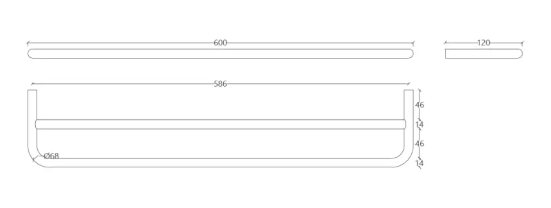 Waterevolution flow dubbele handdoekhouder 60cm PVD Gun Metal A112DGME