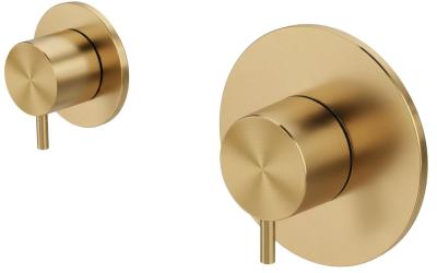 Waterevolution Flow inbouw douchethermostaat met 1 stopkraan geborsteld messing