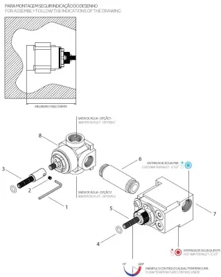 Waterevolution Flow inbouw douchethermostaat met 1 stopkraan geborsteld messing