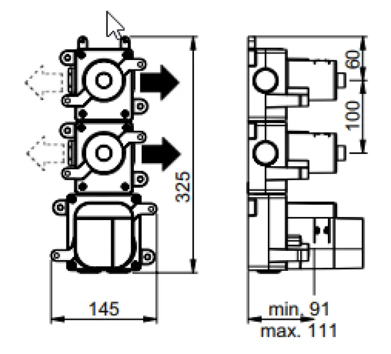 SB 316 AESTHETICS Round Inbouw thermostaatkraan met 2 uitgangen / 2 x stopkraan PVD goud geborsteld 1208954944