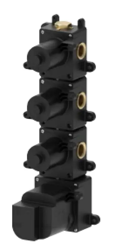 SB 316 AESTHETICS Round Inbouw thermostaatkraan met 3 uitgangen/ 3x stopkraan PVD gun metal geborsteld 1208954967