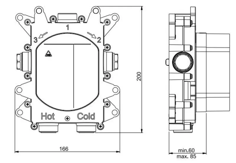 SB Universale Round on Square Inbouw thermostaatkraan met 2 uitgangen mat zwart 1208955157