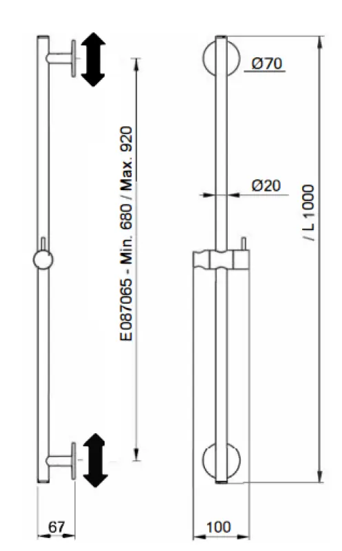 SB Rubinetterie Universale L 1000  Flexi Round glijstang  mat wit 1208955233