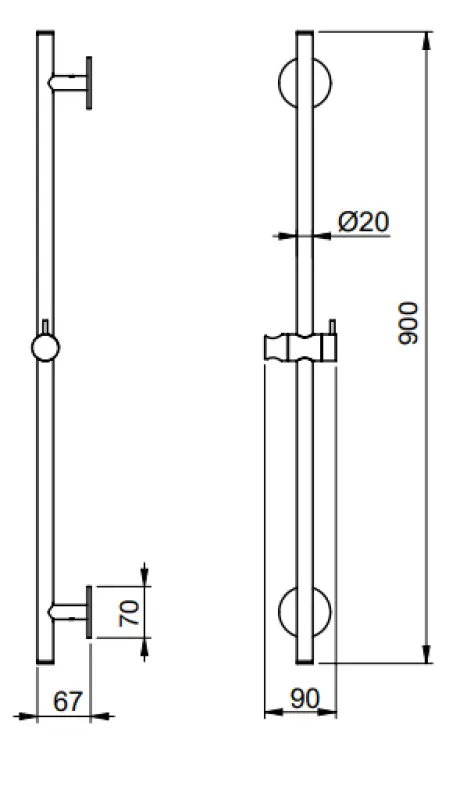 SB Rubinetterie Universale L900 glijstang  PVD koper 316 1208955240