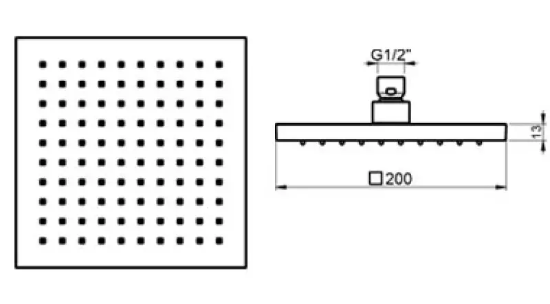 SB Rubinetterie Regendouche Eco Air waterbesparende vierkant regendouche Chroom 20x20cm 1208955528