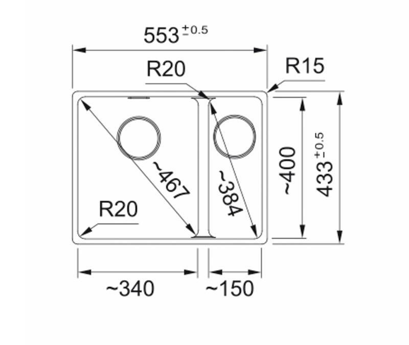 Franke Maris MRG 260/160-34-15 Black edition spoelbak Bak Links 135.0697.378
