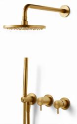 Waterevolution Flow inbouw doucheset met thermostaat regendouche en handdouche geborsteld messing