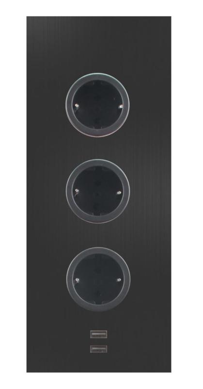 Indux Corner Еnergiezuil met 3 stopcontacten Randaarde en Dubbele USB-A&C-lader Zwart 1208955899