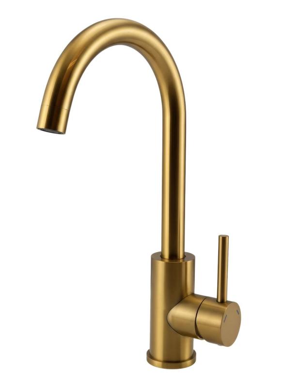 Quadri York kitchen mixer tap PVD matt gold with swivel spout 1208955905