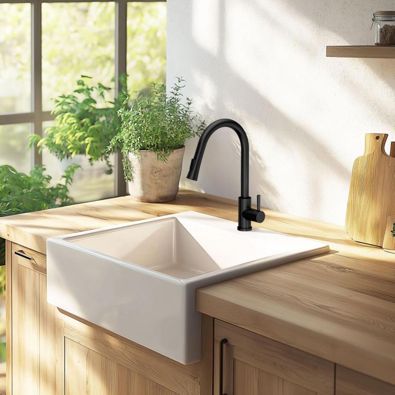 Quadri Leeds keukenmengkraan met uittrekbare douche met 2 standen mat zwart 1208955907