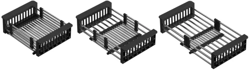 Quadri Universeel uitschuifbare inzetbak inzetmandje of restenmandje rvs met zwart 22,5cm breed 1208956037