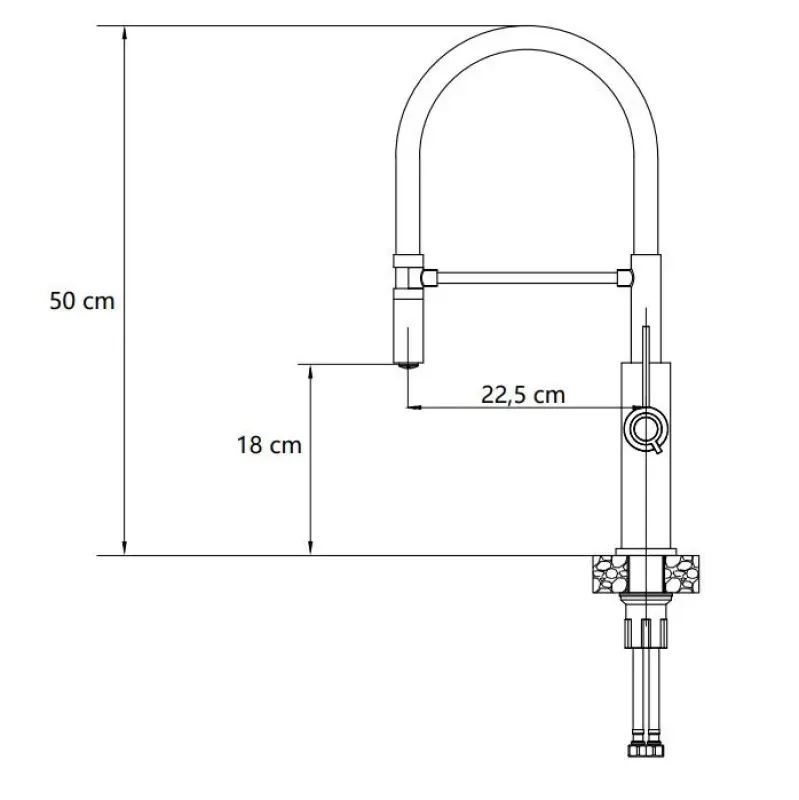 Quadri Retford Keukenmengkraan Zwart met Gouden Afwerking en Flexibele Zwart Uitloop 1208956092