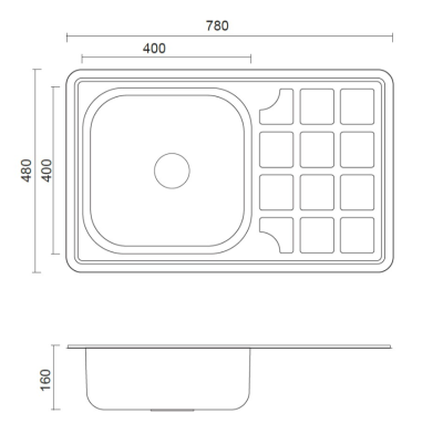 Aquadesign Basic RVS spoelbak met adruipgedeelte omkeerbaar 78x48cm opbouw 1208956286