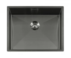 Lorreine 52WT-GunMetal worktop rvs spoelbak gun metal 52x42cm voor inbouw in keramiek of natuursteen
