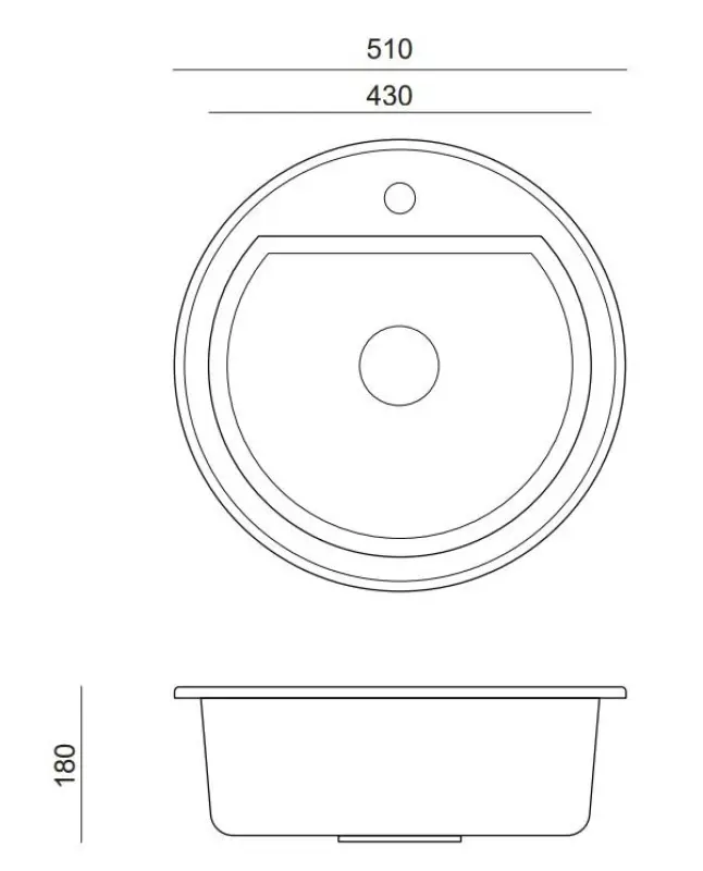 Quadri Norwich Antraciet Granieten Ronde Spoelbak 51 cm Opbouw - 1208956316