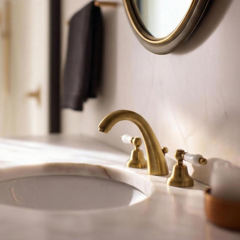 PB classic tap 3 hole high sink faucet White levers Bronze 1208956910