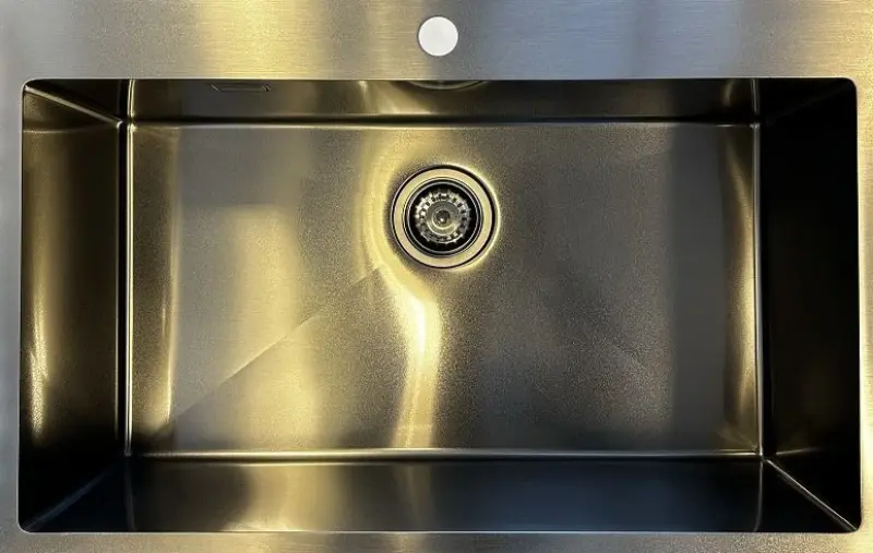 Ausmann Turt grote gun metal spoelbak pvd antraciet PVD 79x50mm met kraangat onderbouw vlakbouw en opbouw 1208956940