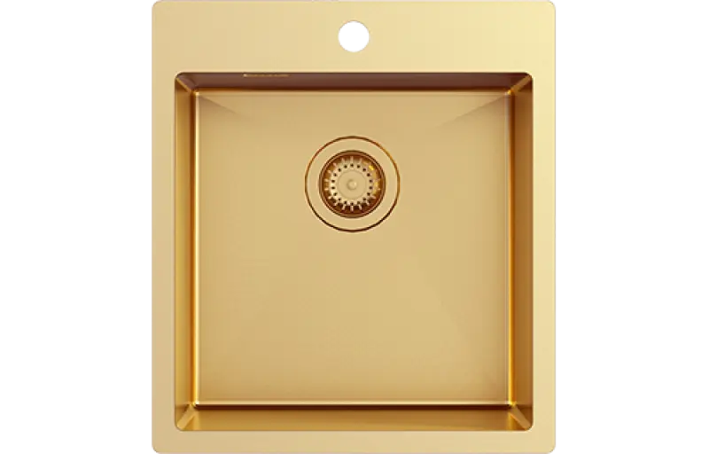 Ausmann Turt gouden spoelbak 45x50mm met kraangat onderbouw vlakbouw en opbouw 1208956958