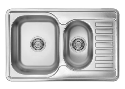 Ausmann Basic rvs 1,5 opbouw spoelbak met afdruip omkeerbaar 78x50 cm inclusief sifon 1208956970