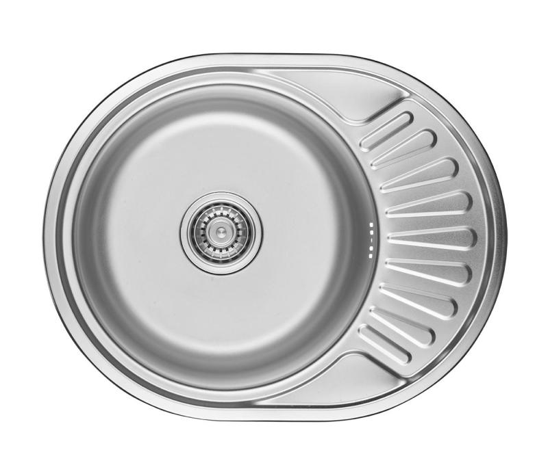 Ausmann Basic rvs opbouw spoelbak met afdruip omkeerbaar 57x45 cm inclusief sifon 1208956973