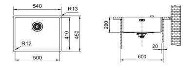 Franke Mythos Masterpiece BXM 210.50 PVD Koper Spoelbak 500x410mm Vlakbouw en Onderbouw 127.0674.363