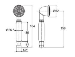 PB klassieke RVS handdouche met wit handvat 1208957105