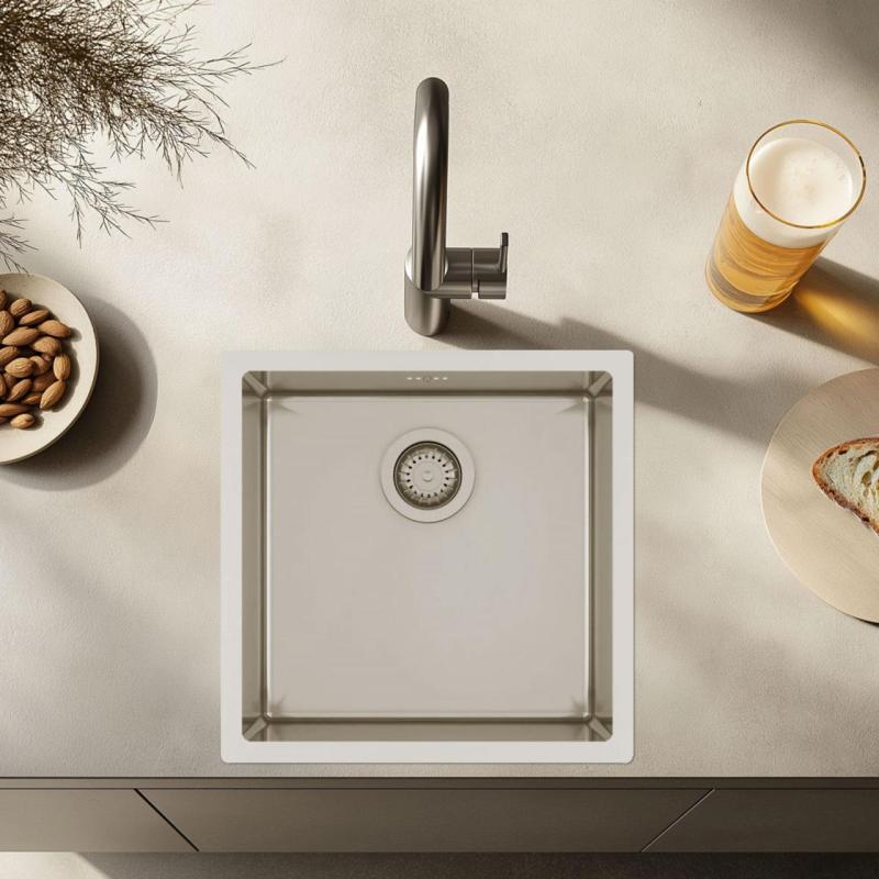 Ausmann Oder rvs spoelbak 40x40cm vlakbouw onderbouw en opbouw extra diep 22cm 1208957112