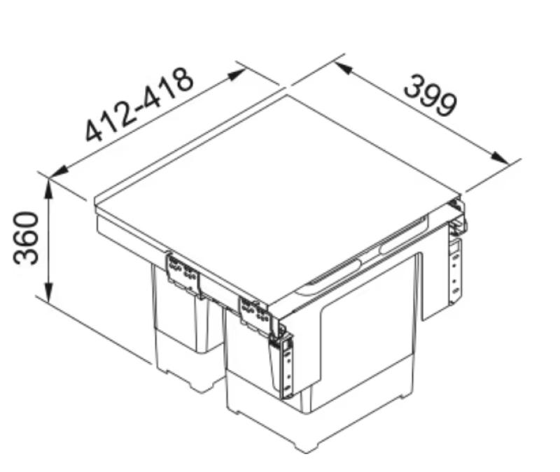 Franke Sorter Garbo 45-2 inbouw afvalsysteem 1 x 12 en 1 x 18 Liter afvalbak 1210200692