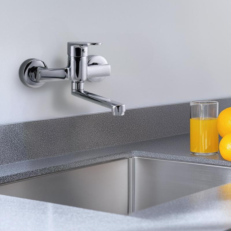 AquaTrimo Chopin wandkraan eenhendel keuken mengkraan chroom 21CP7373CM