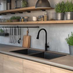 Franke Maris MRG 220/120-35-35 Fragranite black edition mat zwarte dubbele spoelbak vlakinbouw