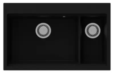 GraniteMy Limited grote 1,5 granieten opbouw en onderbouw zwarte spoelbak incl. accessoire 76x48 cm 1208957389