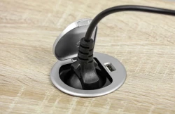 Indux Cover inbouw penaarde keukenstopcontact in werkblad met USB en stopcontact kleur zilver 1208957394