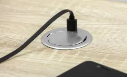 Indux Cover inbouw penaarde keukenstopcontact in werkblad met USB en stopcontact kleur zilver 1208957394