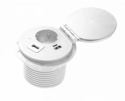 Indux Cover inbouw penaarde wit keuken stopcontact in werkblad met uitwisselbare aansluitingen 1208957398