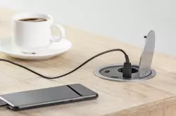 Indux Cover inbouw penaarde zilveren keuken stopcontact in werkblad met 2 usb aansluitingen 1208957399