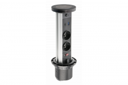 Indux Lift verzinkbare penaarde zwart keuken stopcontact in werkblad met verlichting, 2 x USB en draadloos opladen 1208957402