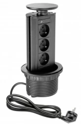 Indux Up & Down verzinkbare penaarde zwarte keuken stopcontact in werkblad met 3 stopcontacten 1208957404
