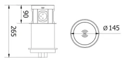 Indux Push verzinkbare penaarde keuken stopcontact zwart in werkblad met 4 stopcontacten, 2 x USB, 2 x RJ45 en draadloos opladen 1208957421