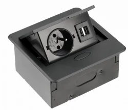 Indux Flip Small keuken stopcontact penaarde in het werkblad of bovenkast mat zwart met 2 USB opladers 1208957425