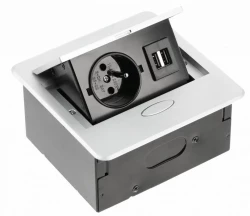 Indux Flip Small keuken stopcontact penaarde in het werkblad of bovenkast mat wit met 2 USB opladers 1208957426