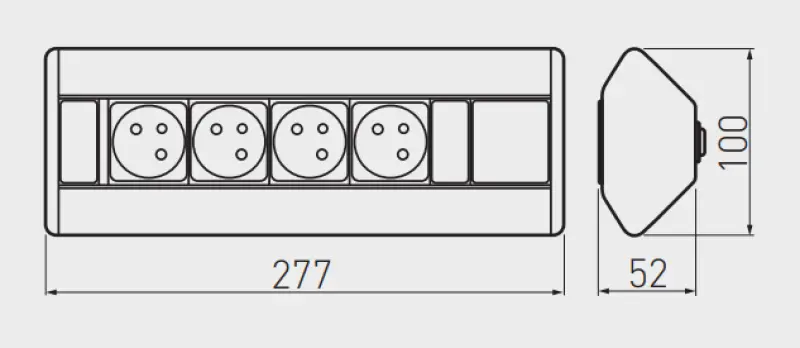 Indux Corner hoek keuken stopcontact met 3 randaarde stopcontacten en 2 USB opladers 1208957431