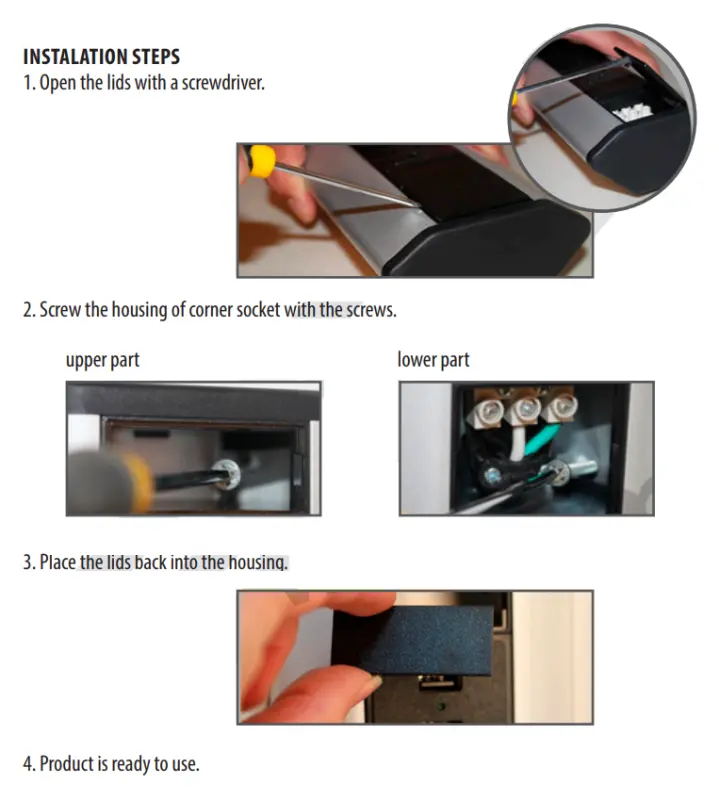 Indux Corner hoek keuken stopcontact met 4 randaarde stopcontacten 1208957432