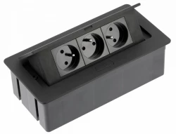 Indux Flip Medium keuken stopcontact penaarde in het werkblad of bovenkast mat zwart met 3 stopcontacten 1208957434