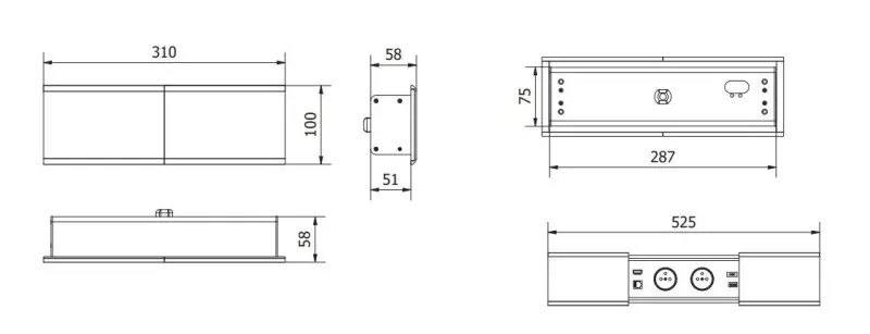 Indux Slide max inbouw keuken stopcontact penaarde in werkblad met USB-A, HDMI, RJ45 en USB-C  kleur mat wit 1208957440