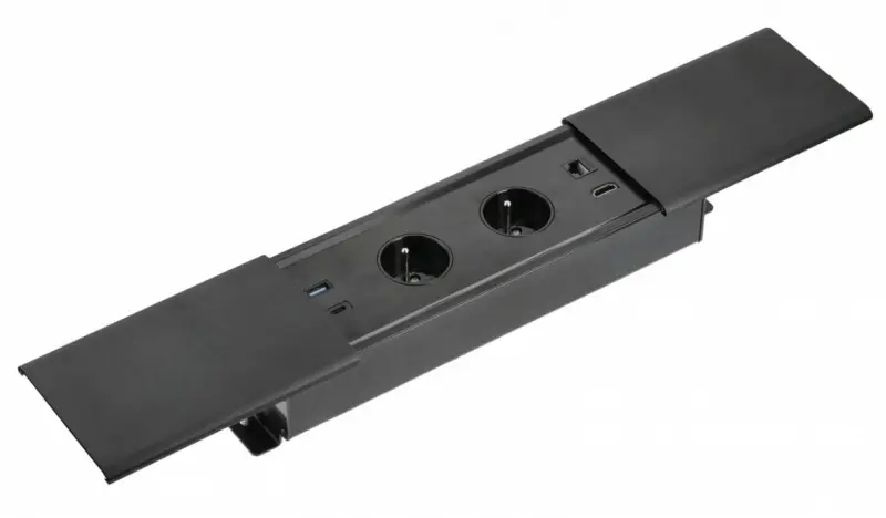 Indux Slide max inbouw keuken stopcontact penaarde in werkblad met USB-A, HDMI, RJ45 en USB-C  kleur mat zwart 1208957441