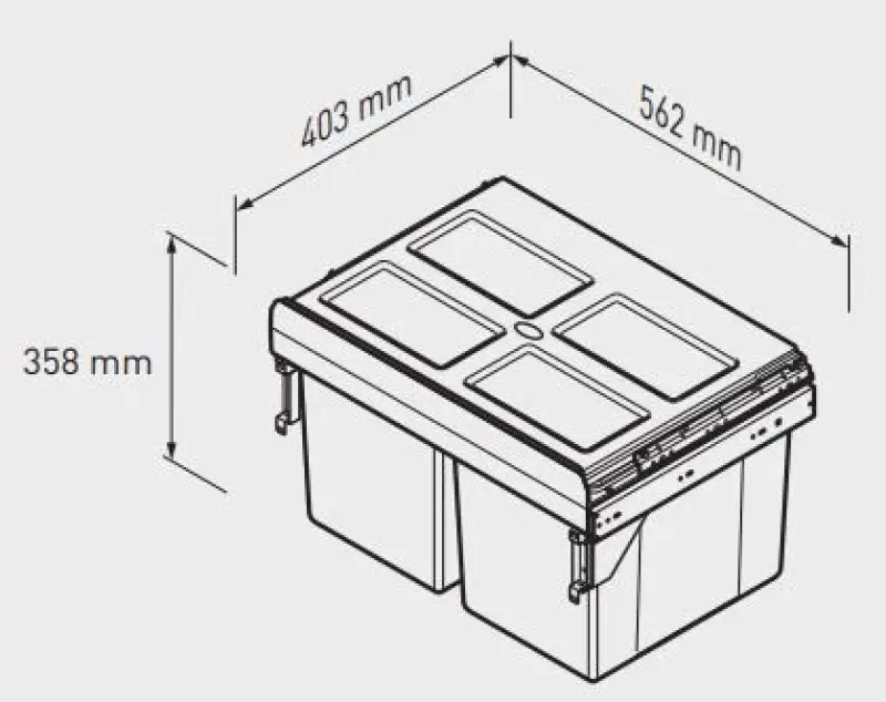Garbi Carrier C-60-2 inbouw afvalsysteem met eigen geleiders en 2 afvalbakken 2 x 27 Liter 1208957468