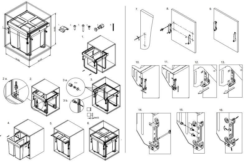 Garbi Carrier C-60-2-H inbouw afvalsysteem met eigen geleiders en 2 afvalbakken 2 x 34 Liter 1208957469