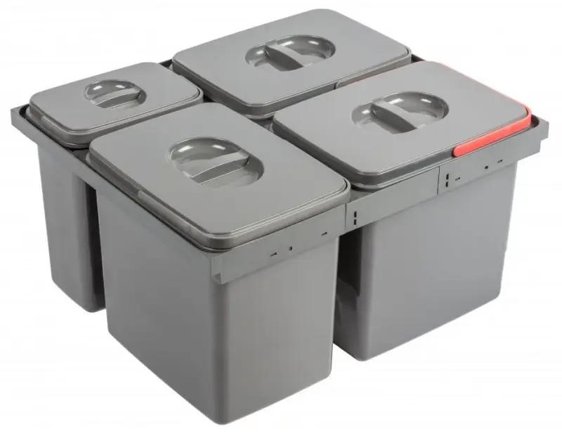 Garbi Basket B-60-4-H sorteer afvalsysteem voor lade 60cm  incl. houder en 4 afvalbakken 1208957472