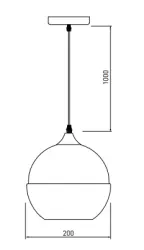 Decor Lender moderne hanglamp van metaal en glas breedte 200 mm 8389