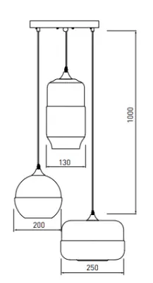 Decor Lender moderne hanglamp van metaal en glas met 3 lichtbronnen 9270